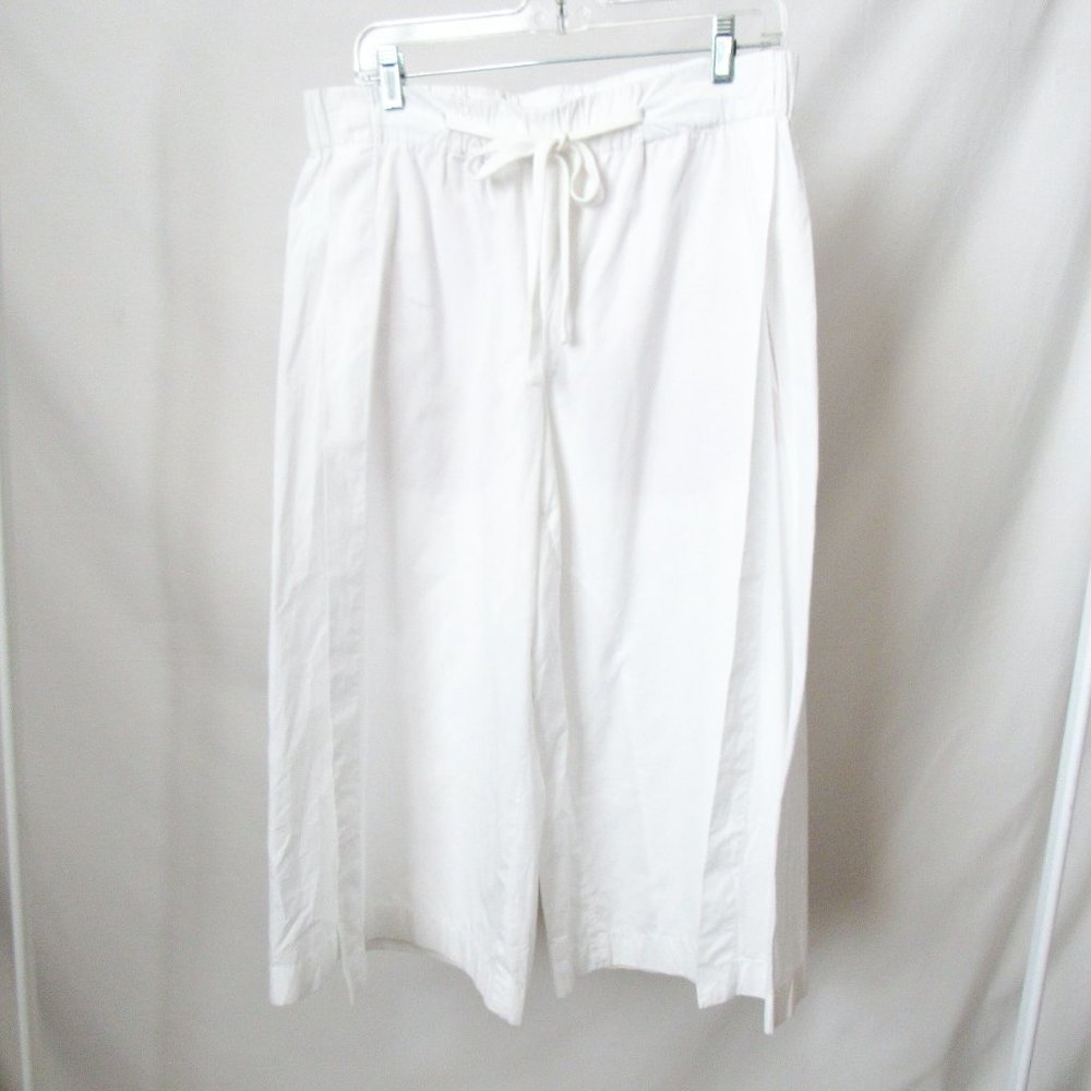 VINCE Wide Leg Cotton Pants Side-Slit Culottes in White Size- M/L - Picture 14 of 17